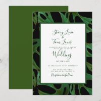 Monstera Botanical Leaf Green Wedding Black