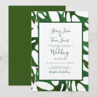 Monstera Botanical Leaf Green Wedding Brown