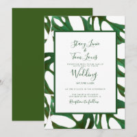 Monstera Botanical Leaf Green White Wedding