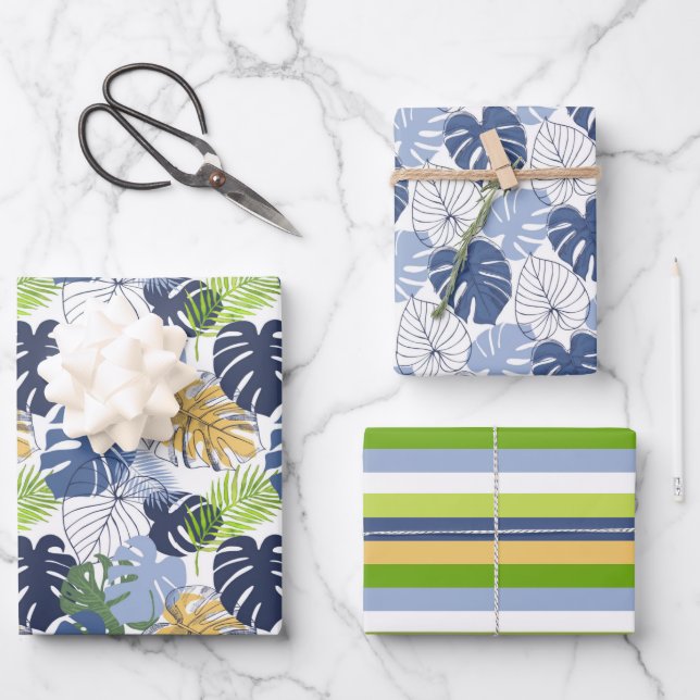 Monstera Botanisches Muster Geschenkpapier Set (Vorderseite)