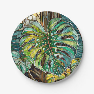 Monstera-Buntglas Pappteller