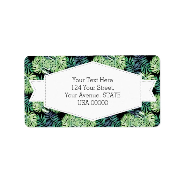 Monstera Deliciosa Hawaiian Island Tropics Blätter Adressaufkleber (Vorne)
