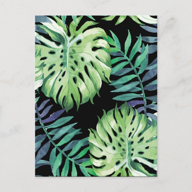 Monstera Deliciosa Hawaiian Island Tropics Blätter Postkarte (Vorderseite)