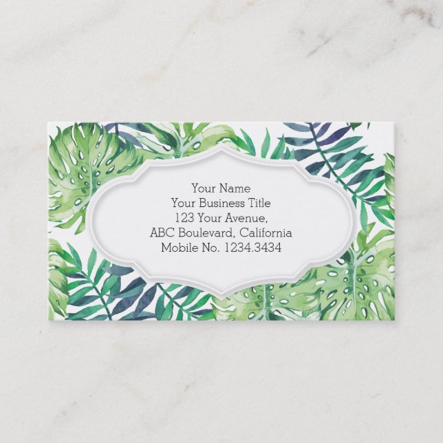 Monstera Deliciosa Hawaiian Island Tropics Blätter Visitenkarte (Vorderseite)