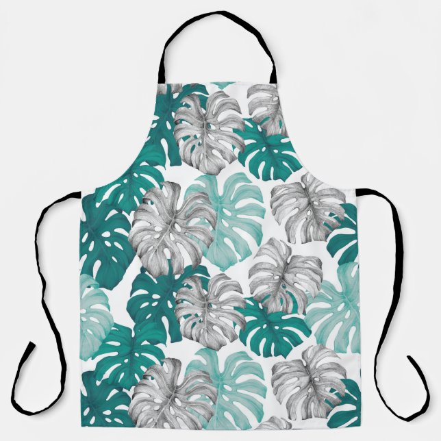 Monstera Duo Tone: Minimale Tropen Schürze (Vorderseite)