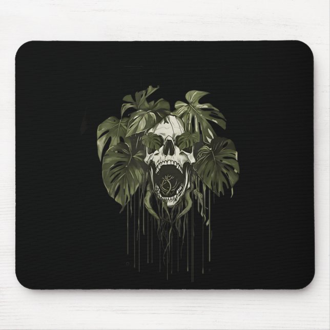 Monstera Funny Skull Plant Lover Nge Gardener Wome Mousepad (Vorne)