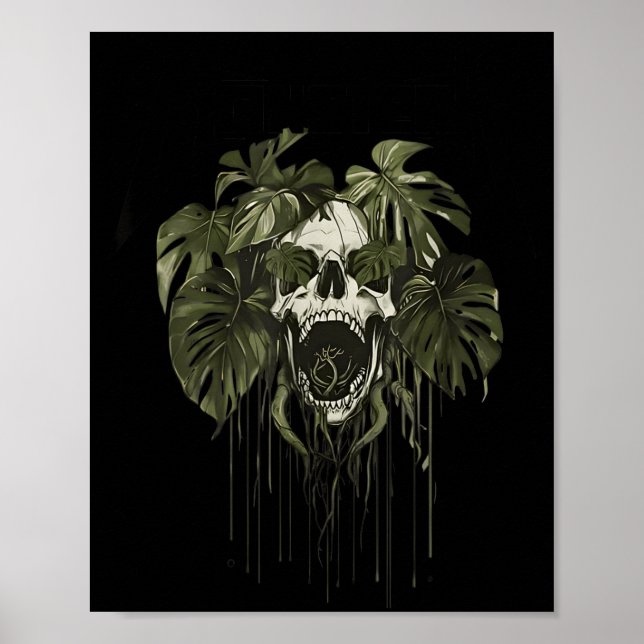 Monstera Funny Skull Plant Lover Nge Gardener Wome Poster (Vorne)