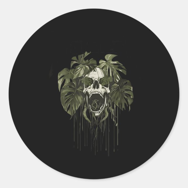 Monstera Funny Skull Plant Lover Nge Gardener Wome Runder Aufkleber (Vorderseite)
