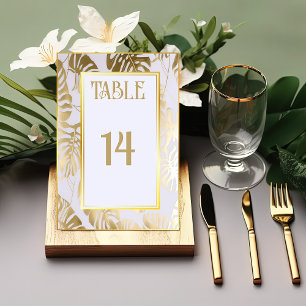 Monstera Gilded Gold Wedding Tischnummer