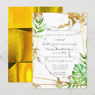 Monstera Gold Rahmen Grüne Tropische Luxus Einladung