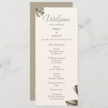 Monstera Gold Wedding Program Card