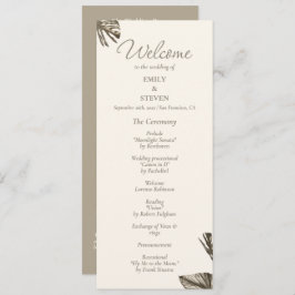 Monstera Gold Wedding Program Card Programm
