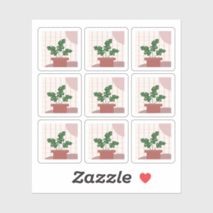 Monstera House Pflanze Frames Bohemisch Sticker