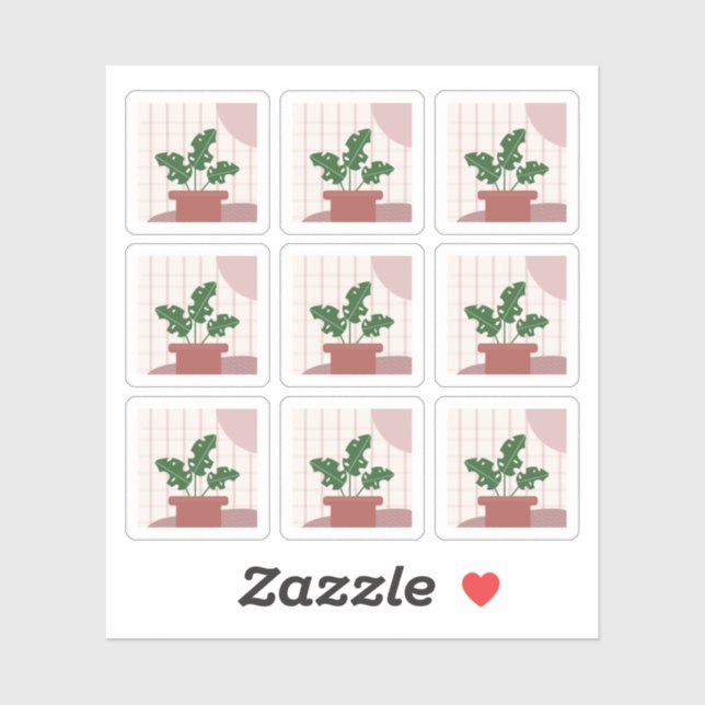 Monstera House Pflanze Frames Bohemisch Sticker (Blatt)