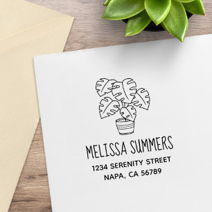 Monstera Housepflanzenadresse Gummistempel