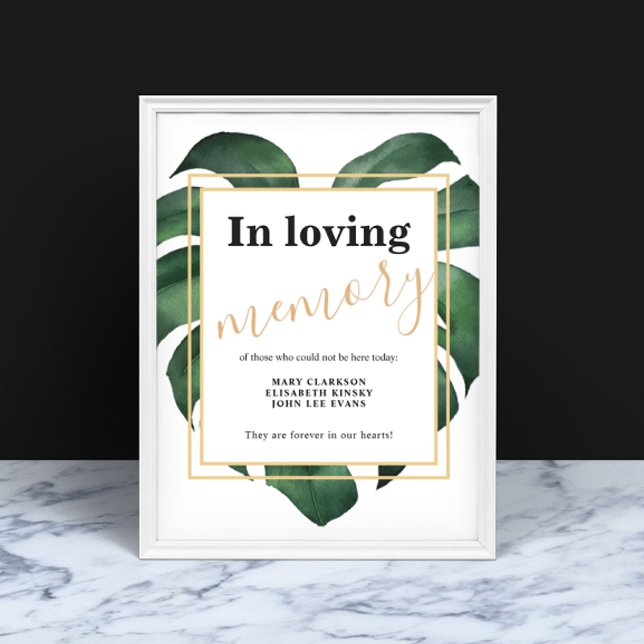 Monstera In Love Memory Hochzeitszeichen Poster (Von Creator hochgeladen)