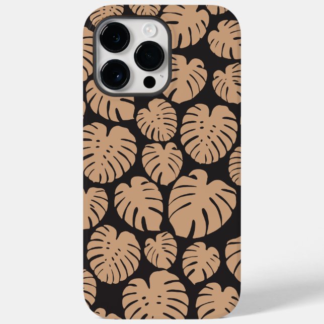 Monstera in Tan und Schwarz Case-Mate iPhone Hülle (Rückseite)