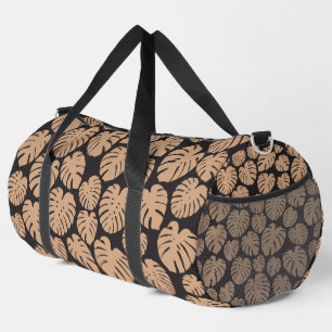 Monstera in Tan und Schwarz Duffle Bag