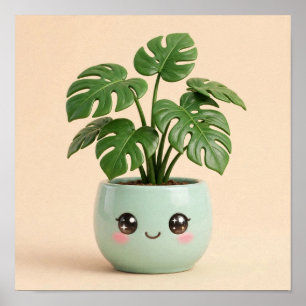 Monstera Kawaii Indoor-Pflanzenposter Poster
