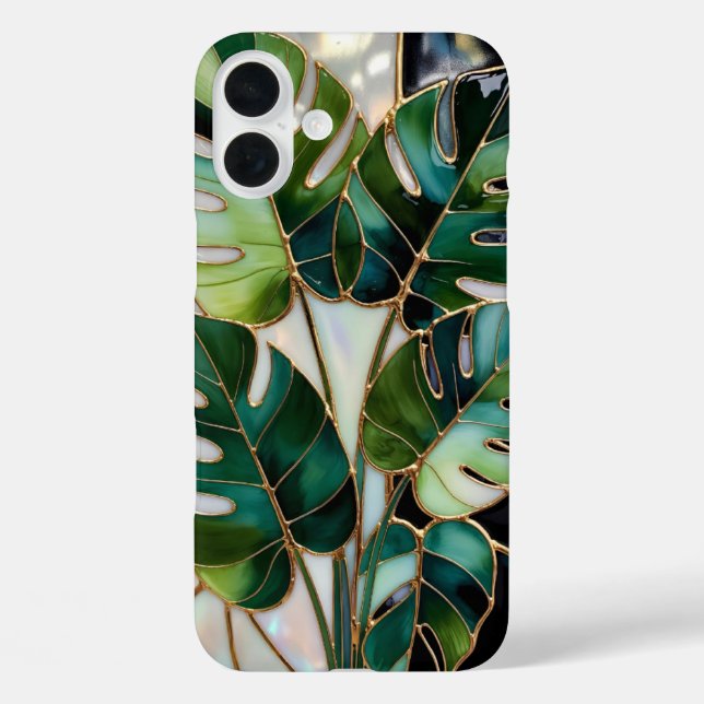 Monstera Leaf Aesthetic Phone Case Green (Rückseite)