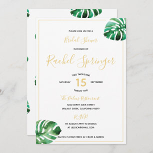 Monstera Leaf Bridal Dusche Einladung