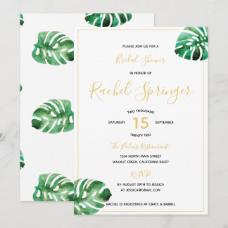 Monstera Leaf Bridal Dusche Einladung