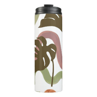Monstera Leaf: Elegantes Wasserfarbenplakat Thermosbecher