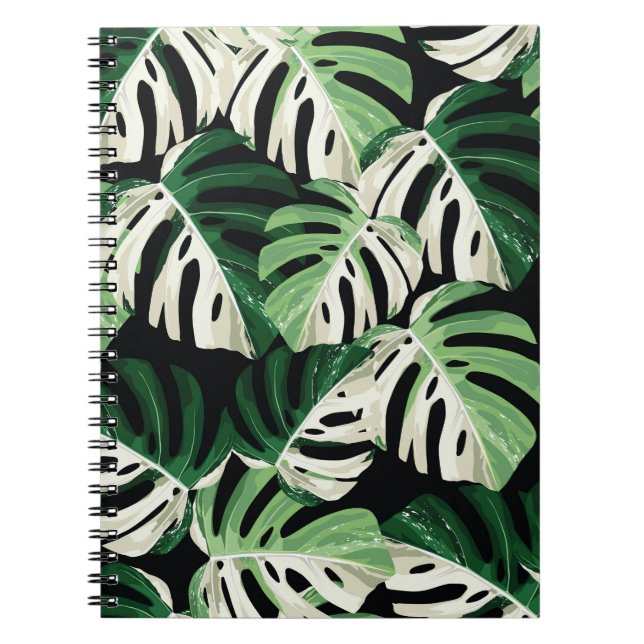 Monstera Leaf Exotic Black Pattern Notizblock (Vorderseite)