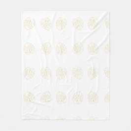 Monstera Leaf Gold Design.  Fleecedecke