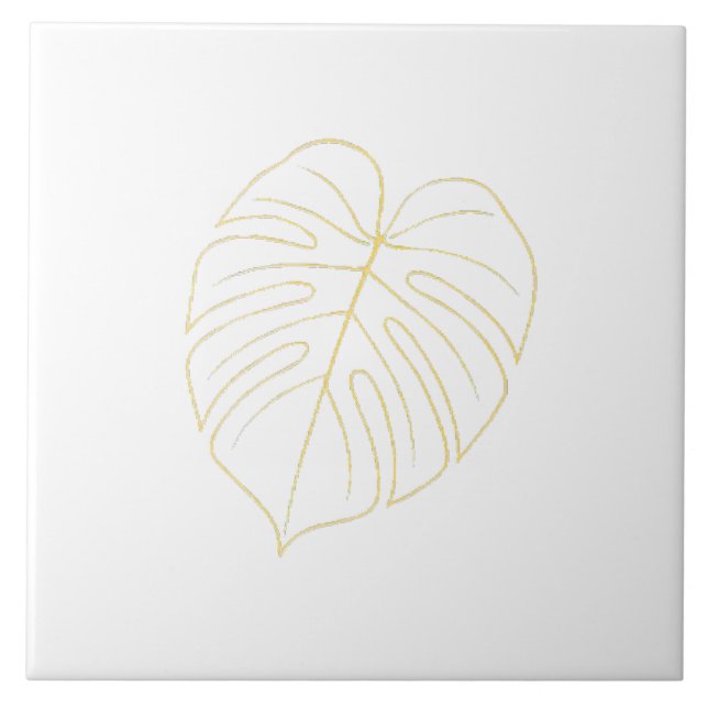 Monstera Leaf Gold Design.  Fliese (Vorderseite)