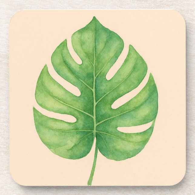 Monstera Leaf Gold Design.  Getränkeuntersetzer (Vorderseite)