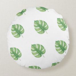 Monstera Leaf Green Design. Rundes Kissen