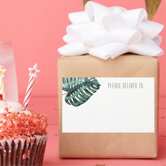 Monstera Leaf Mailing Versandmarken Rechteckiger Aufkleber (Party)