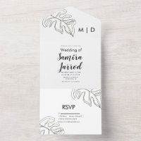 Monstera Leaf Schwarz-weiße Hochzeit 