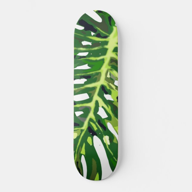 Monstera Leaf Skateboard Grüne Blätter (Vorderseite)