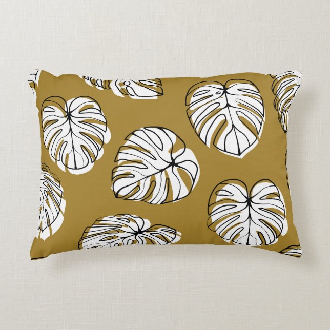 Monstera Leaf, Textil Nahtlos Muster. Dekokissen (Vorderseite)