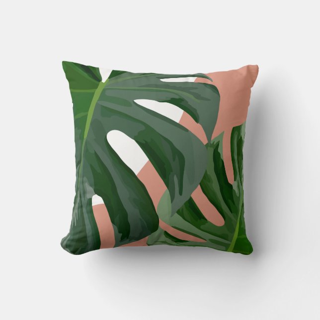 Monstera Leaf Throw Kissen (Vorderseite)