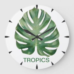 Monstera Leaf Tropics Große Wanduhr