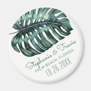 Monstera Leaf Tropische Hochzeit retten das Datum Magnet