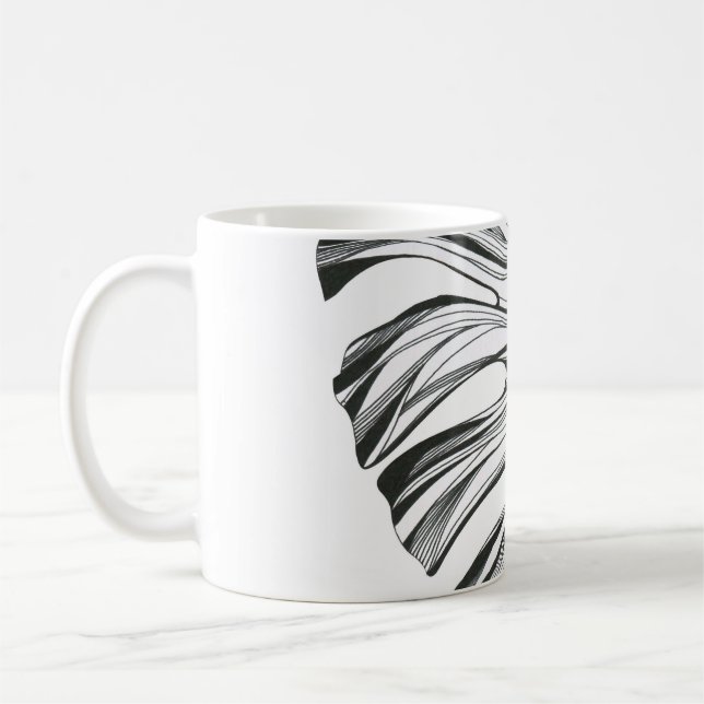 Monstera Leaf: Tropisches natürliches Element. Kaffeetasse (Links)