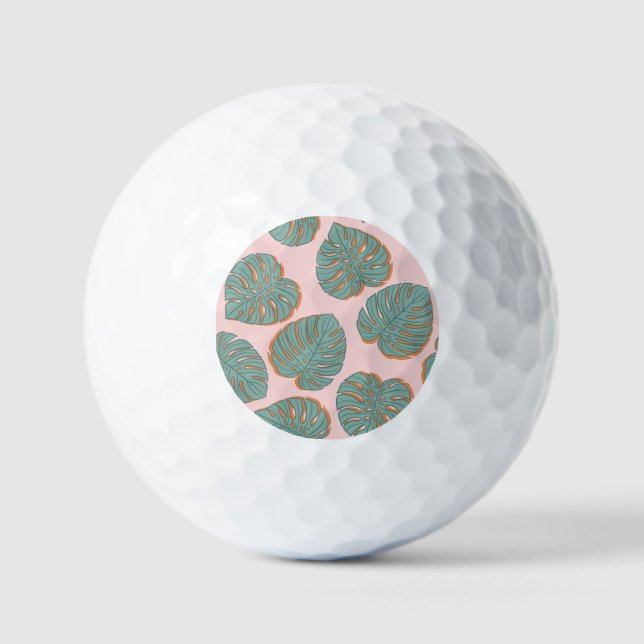 Monstera Leaf: Tropisches Vintages Muster Golfball (Vorderseite)