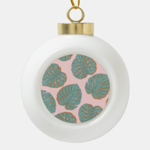 Monstera Leaf: Tropisches Vintages Muster Keramik Kugel-Ornament