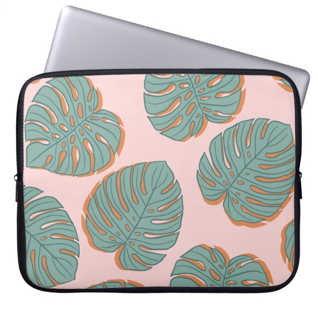 Monstera Leaf: Tropisches Vintages Muster Laptopschutzhülle (Vorderseite)