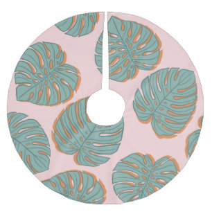 Monstera Leaf: Tropisches Vintages Muster Polyester Weihnachtsbaumdecke