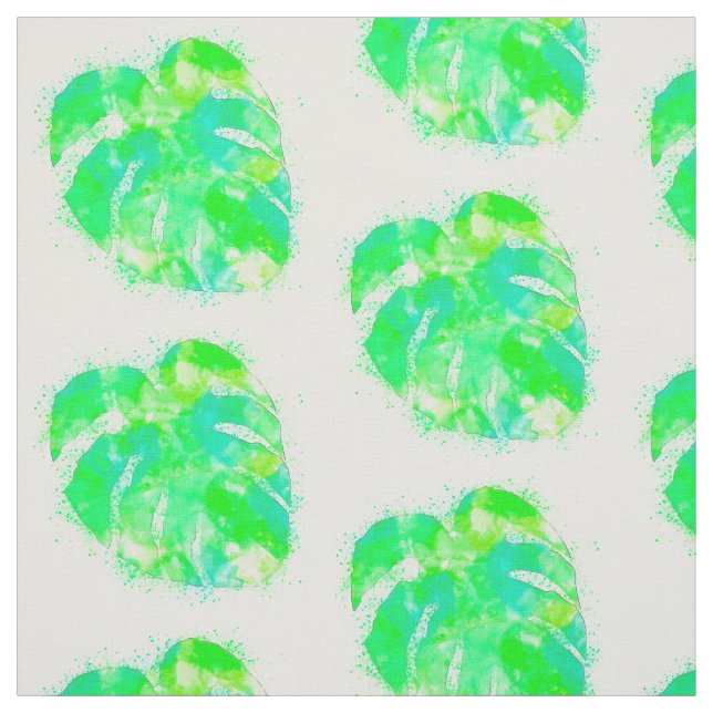 Monstera Leaf Wasserfarbe Wiederholungsmuster Stoff (Muster)