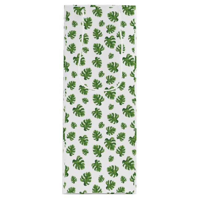 Monstera Leaf Wine Gift Bag Geschenktüte Für Weinflaschen (Vorderseite)