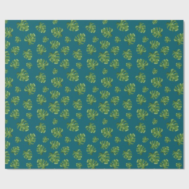 Monstera Leaf Wrapping Paper 30 in x 6 ft Geschenkpapier (Flach)