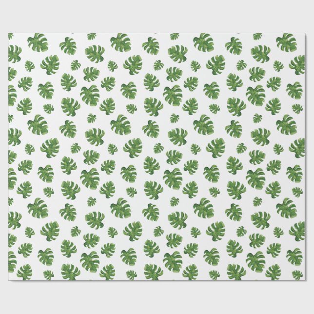 Monstera Leaf Wrapping Paper 30 in x 6 ft Geschenkpapier (Flach)