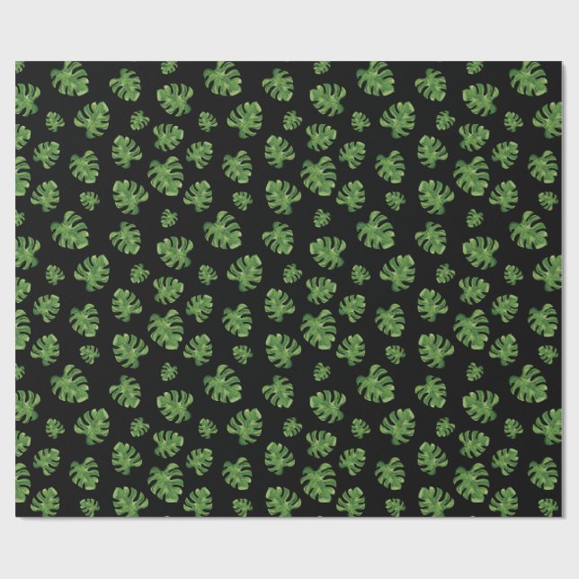 Monstera Leaf Wrapping Paper 30 in x 6 ft Geschenkpapier (Flach)