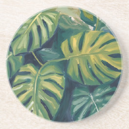 Monstera Leaves Botanical Watercolor Green Getränkeuntersetzer